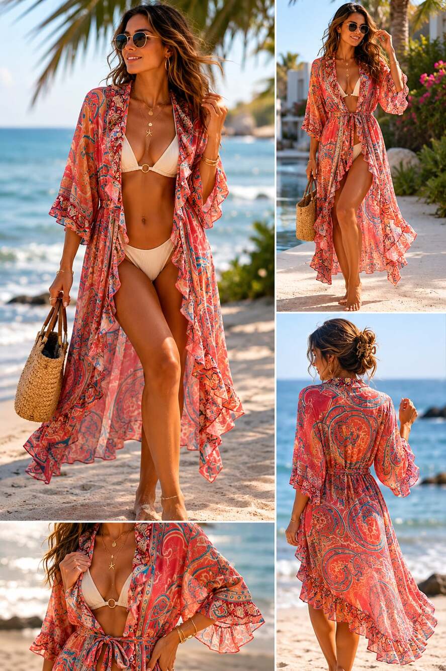 Spell & The Gypsy Collective Paisley Ruffle Wrap Maxi Dress. TAG MISSING! - Picture 2 of 9